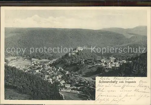 Schwarzburg Thueringer Wald Blick vom Trippstein Kat. Schwarzburg