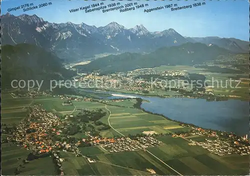 Fuessen Allgaeu Fliegeraufnahme mit Schwangau und Forggensee Kat. Fuessen