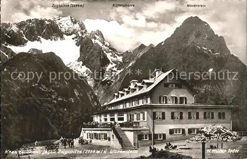 Alpspitze Kreuzeckhaus Zugspitze Waxenstein Fiffelscharte  Kat. Garmisch Partenkirchen