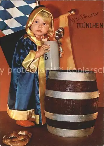 Muenchner Kindl Bierkrug Bierfass Brezel  Kat. Muenchen