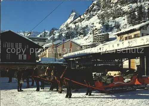 Zermatt VS Pferdeschlitten Bahnhof Matterhorn Kat. Zermatt