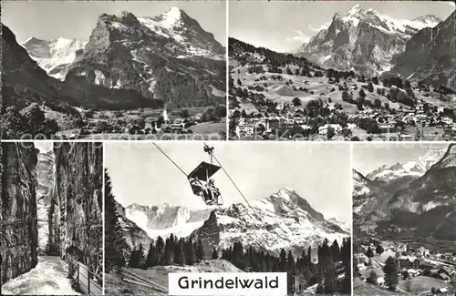 Grindelwald mit Gletscherschlucht und Firstbahn Sessellift Alpenpanorama Kat. Grindelwald