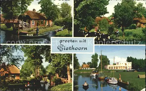 Giethoorn Bondshotel Cafe Restaurant Wapen Van Giethoorn Boote Kuehe Kat. Steenwijkerland