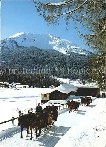 Klosters GR Pferdeschlittenfahrt Gotschnagrat Kat. Klosters