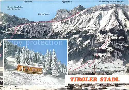 Pfronten Berghaus Tiroler Stadl Breitenbergbahn mit Berghotel Hochalpbahn Aggenstein Ostlerhuette Kat. Pfronten