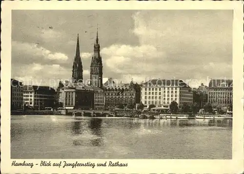 Hamburg Blick auf Jungfernstieg und Rathaus Kat. Hamburg