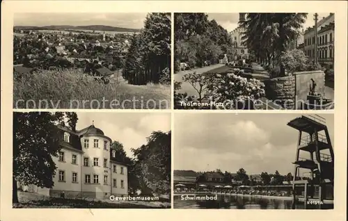 Markneukirchen Panorama Thaelmann Platz Gewerbemuseum Schwimmbad Kat. Markneukirchen