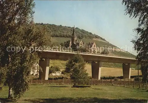 Bad Hoenningen Schloss Arenfels mit Bruecke der Umgehungsstrasse Kat. Bad Hoenningen