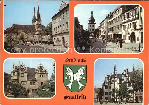 Saalfeld Saale Markt mit St Johanniskirche Blankenburger Str Schloss Kitzerstein Rathaus Kat. Saalfeld