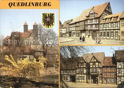 Quedlinburg Blick auf Burgberg Stiftskirche Schloss Steinweg Klopstockhaus Kat. Quedlinburg