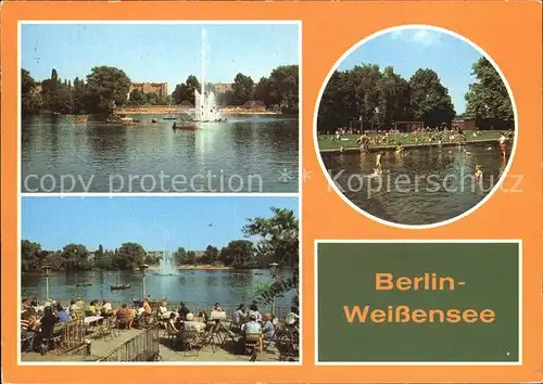 Weissensee Berlin Badestelle Fontaene im See Kat. Berlin