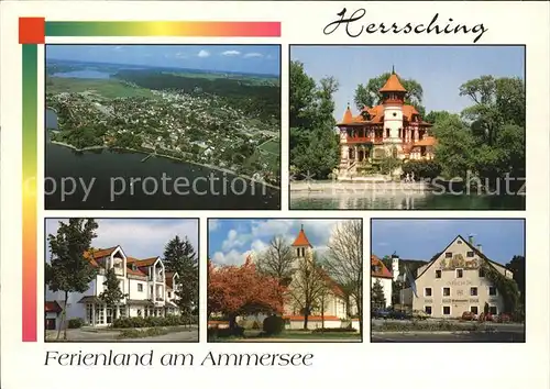 Herrsching Ammersee Fliegeraufnahme Kirche Schloss Kat. Herrsching a.Ammersee