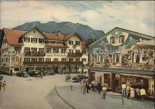 Oberammergau Hotel Wittelsbach Fresko Das Geluebde 1633 Passionsspielort Fassadenmalerei Kat. Oberammergau