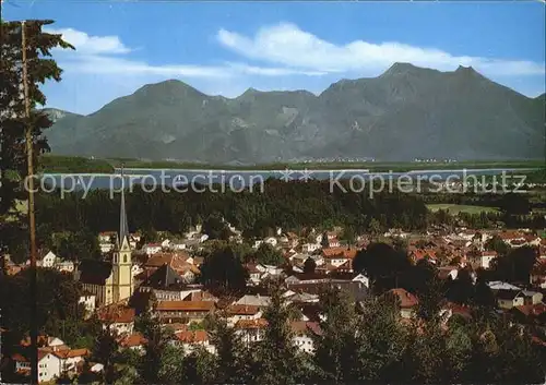 Prien Chiemsee Kneipp Kurort mit Hochfelln und Hochgern Chiemgauer Alpen Kat. Prien a.Chiemsee