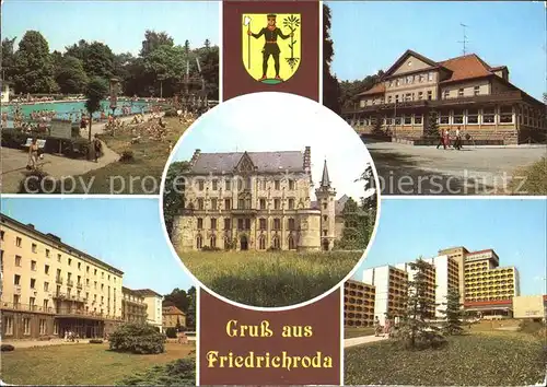 Friedrichroda Schwimmbad Schloss Reinhardsbrunn Parkhotel FDGB Erholungsheime Walter Ulbricht und Aug Bebel Kat. Friedrichroda