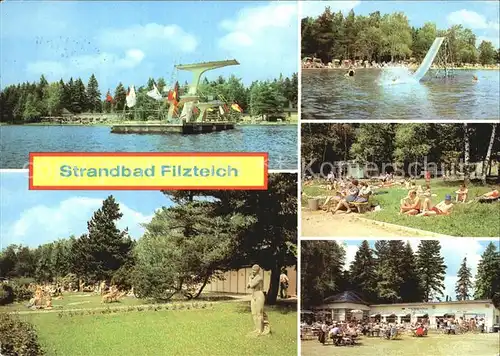 Schneeberg Erzgebirge Strandbad Filzteich Sprungturm Rutsche Liegewiese Gaststaette Kat. Schneeberg