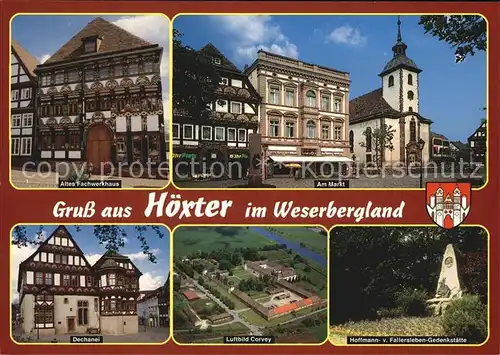 Hoexter Weser Fachwerkhaus Markt Kirche Hoffmann von Fallersleben Gedenkstaette Schloss Corvey Dechanai Kat. Hoexter