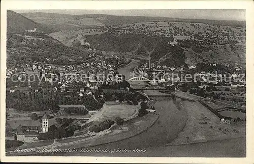 Oberlahnstein Fliegeraufnahme Lahnmuendung in den Rhein Kat. Lahnstein