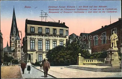 Bonn Rhein Denkmal Kaiser Wilhelm I mit Muenster Kat. Bonn