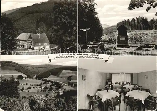 Mittelsorpe Pension Haus am Bach Gaststube Panorama Gedenkstein Kat. Schmallenberg