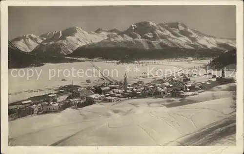 Samaden mit Berninagruppe Alpenpanorama im Winter Kat. Maloja