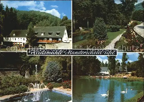 Manderscheid Eifel Hotel Restaurant Cafe Heidsmuehle Schwanenteich Park Kat. Manderscheid