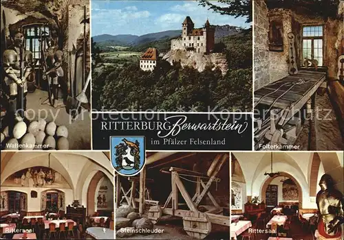 Berwartstein Ritterburg Waffenkammer Folterkammer Rittersaal Steinschleuder  Kat. Erlenbach bei Dahn