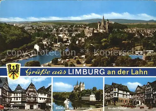 Limburg Lahn Panorama Kornmarkt Blick von der Lahnbruecke An der Ploetze Kat. Limburg a.d. Lahn