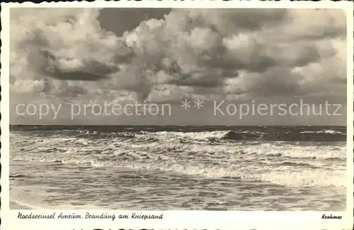 Amrum Nordseeinsel Brandung am Kniepsand Kat. Nebel