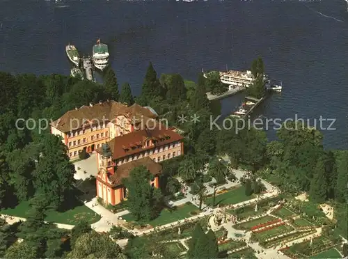 Insel Mainau Fliegeraufnahme Schloss Kirche Rosengarten Bodensee Kat. Konstanz Bodensee