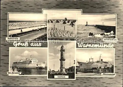 Warnemuende Ostseebad Mole Leuchtturm Strand Faehren Kat. Rostock