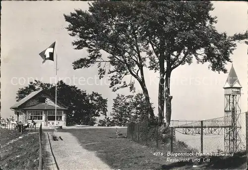 Hammetschwand Buergenstock Restaurant und Lift Schweizer Flagge Aussichtsturm Kat. Buergenstock