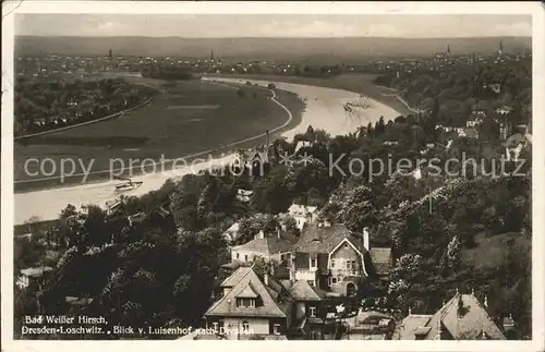 Bad Weisser Hirsch Loschwitz Blick vom Luisenhof nach Dresden Elbe Kat. Dresden Elbe