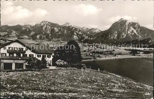 Fuessen Allgaeu Gaststaette Pension Wiesbauer am Hopfensee Alpenpanorama Kat. Fuessen