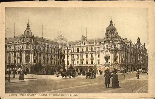 Wiesbaden Kaiser Friedrich Platz Pferdekutsche Kat. Wiesbaden