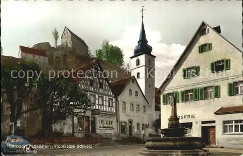 Pottenstein Oberfranken Marktplatz Brunnen Kirche Luftkurort Kat. Pottenstein