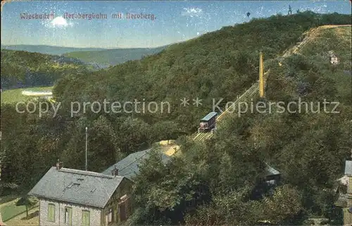 Wiesbaden Nerobergbahn mit Neroberg Kat. Wiesbaden