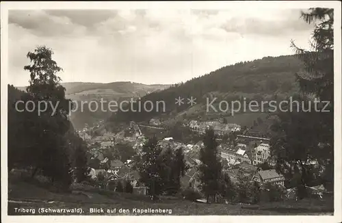 Triberg Schwarzwald Panorama Blick auf den Kapellenberg Kat. Triberg im Schwarzwald