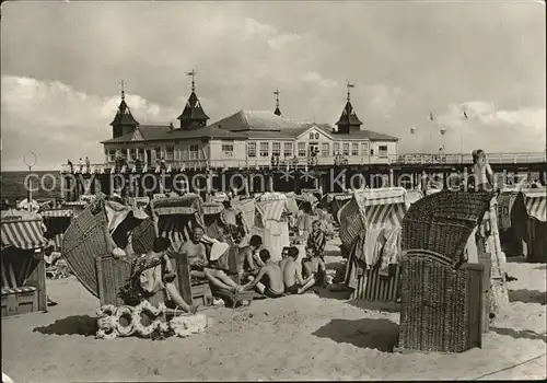 Ahlbeck Ostseebad Seebruecke Strand Kat. Heringsdorf Insel Usedom