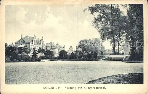 Landau Pfalz Nordring mit Kriegerdenkmal Kat. Landau in der Pfalz