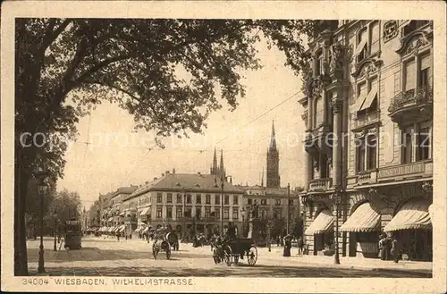 Wiesbaden Wilhelmstrasse Pferdekutschen Kat. Wiesbaden