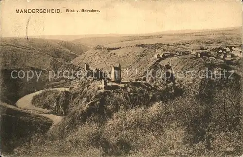 Manderscheid Eifel Panorama Blick vom Belvedere Kat. Manderscheid