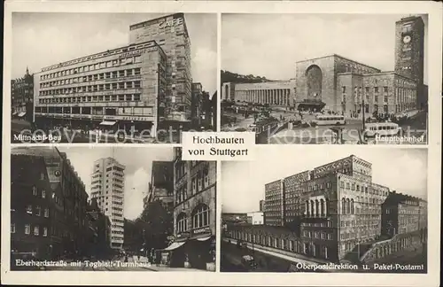 Stuttgart Mittnacht Bau Postamt Hauptbahnhof Tagblatt Hochhaus Eberhardstrasse Kat. Stuttgart