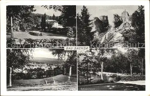 Bad Sachsa Harz Kurpark Knickbergblick Roemerstein Schmelzteich Kat. Bad Sachsa