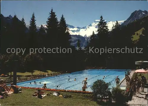 Adelboden Schwimmbad mit Wildstrubel und Fitzer Kat. Adelboden