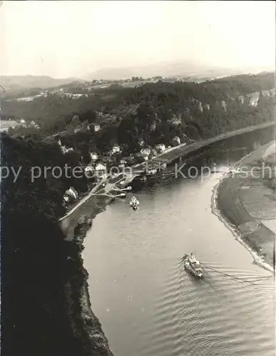 Bastei Saechsische Schweiz mit Ellbogen Fliegeraufnahme Kat. Rathen Sachsen