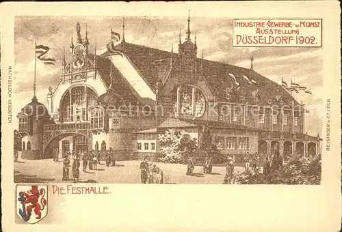 Ausstellung Industrie Gewerbe Kunst Duesseldorf 1902  Die Festhalle Wappen  Kat. Duesseldorf