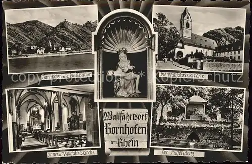 Kamp-Bornhofen Die feindlichen Brueder Burgen Wallfahrtskirche Pilgerplatz Heiligenfigur Wallfahrtsort / Kamp-Bornhofen /Rhein-Lahn-Kreis LKR