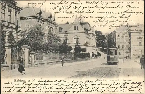 Gablonz Neisse Tschechien Reichsstrasse Post Strassenbahn x / Jablonec nad nisou /