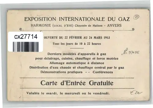 Anvers Antwerpen Anvers Exposition Internationale du Gaz * /  /